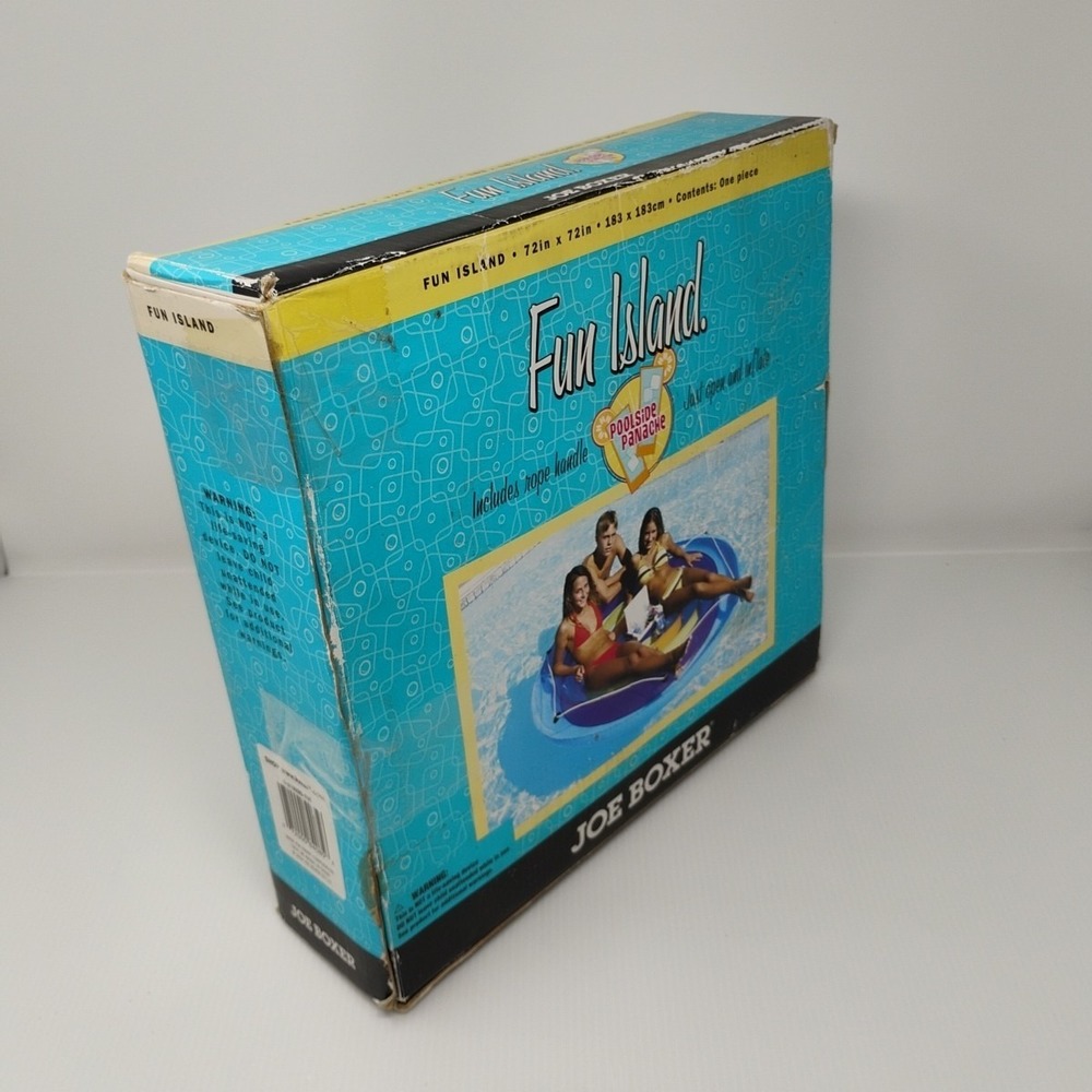 Joe Boxer Inflatable Pool Raft 72" x 72" Fun Island - New Inside, Box Has Wear - Picture 6 of 9